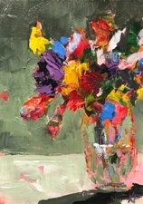 ACEO ATC Signed Print Flowers Garden “Jubilant” Floral Art Trading Card