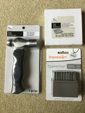 LOT/3 METAL STAMPING MINI HAMMER, STEEL BENCH BLOCK, TYPEWRITER 3MM UPPER STAMPS