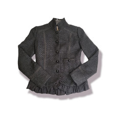 Dept Women's Black Acrylic Blend Long Sleeve Button Front Blazer Size Medium
