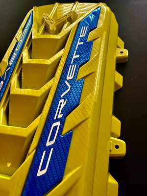 2020/24 CORVETTE C8  ENGINE ACCELERATE YELLOW/RAPID BLUE CARBON FIBER NEW OEM!!