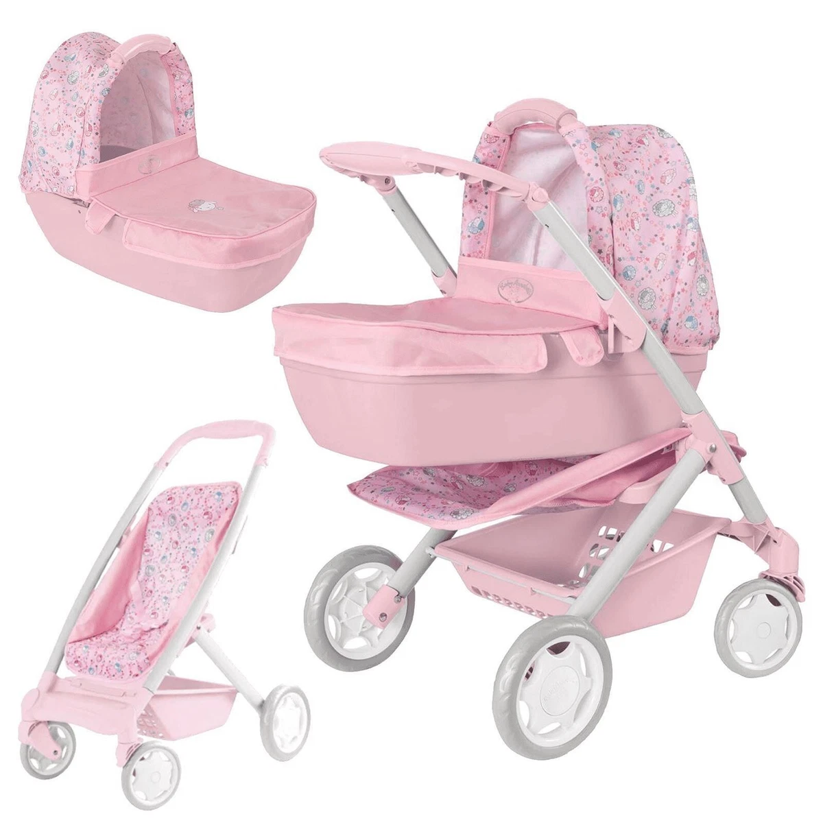 Baby Annabell Junior 3 in 1 Pram Pink Pushchair Childrens Baby