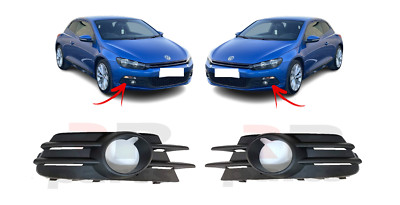 FOR VW SCIROCCO 2009 - 2014 NEW FRONT BUMPER FOGLIGHT GRILLE BLACK PAIR SET