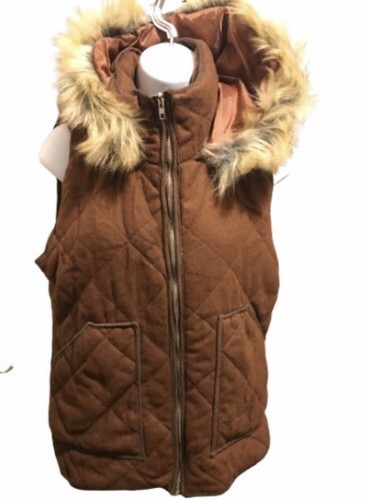 Peach love California Fur Hood Vest Sz M