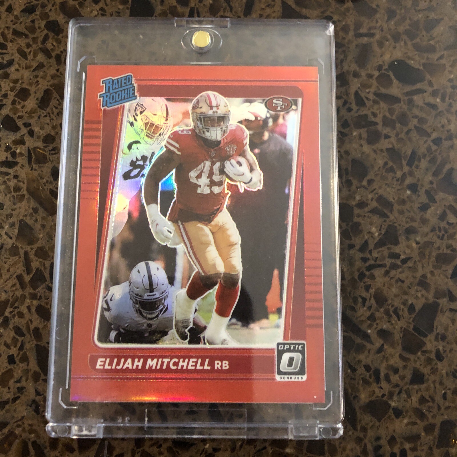 2021 Panini Donruss Optic Elijah Mitchell Rated Rookie Red Prizm /99 #291 49ers