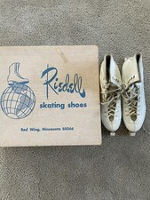 Vtg Riedell Red Wing 216W Leather Ice Skates Women Size 5 w/ Blade Guards USA