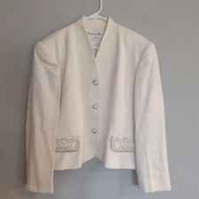 Christian Dior Womens 12 Cream Blazer with Mandarin Neckline