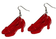 HUGE Dorothy RUBY SLIPPERS EARRINGS Oz Red Shoes Costume Novelty Funky Jewelry