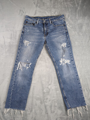 Levis 511 Distressed Denim Rock Biker Jeans Size 34 X 30