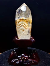 2.2LB TOP Scarce Natural white ghost quartz carved crystal specimen+stand