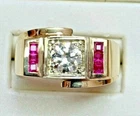 Men's Vintage 2ct Round Lab-Created Diamond Wedding Ring 14K Yellow Gold Finish