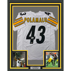 Framed Facsimile Autographed Troy Polamalu 33x42 White Reprint Laser Auto Jersey