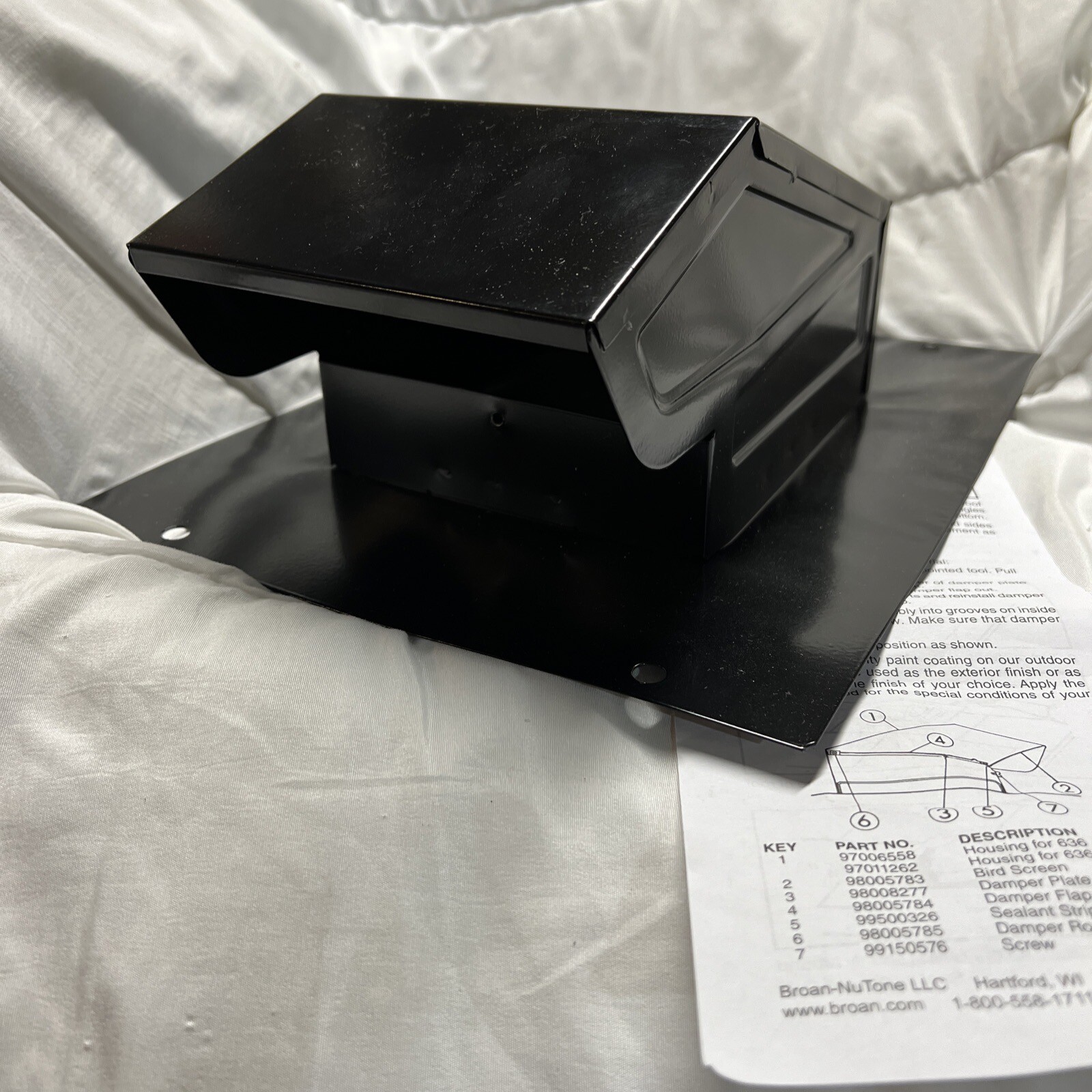 BroanNuTone 636 Steel Roof Vent Cap for 3” and 4” Round Duct No