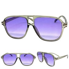 Mens Women Classic Vintage Retro Hip Hop Style SUNGLASSES Gray Frame Purple Lens