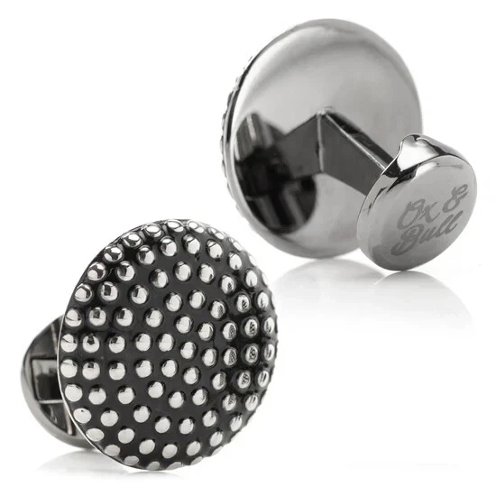 Silver Circle Dot Texture Cufflinks - Image 2 of 4