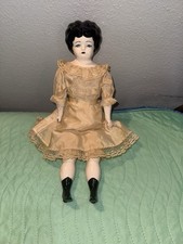 Reproduction China Head Doll 16 Porcelain Head,Arms Legs Cloth Body. NICE