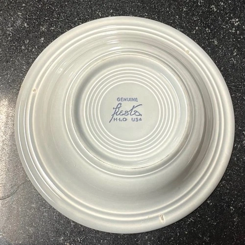 Vintage 1950's Era Homer Laughlin China Fiesta Gray Rimmed Soup Bowl  8-3/8"