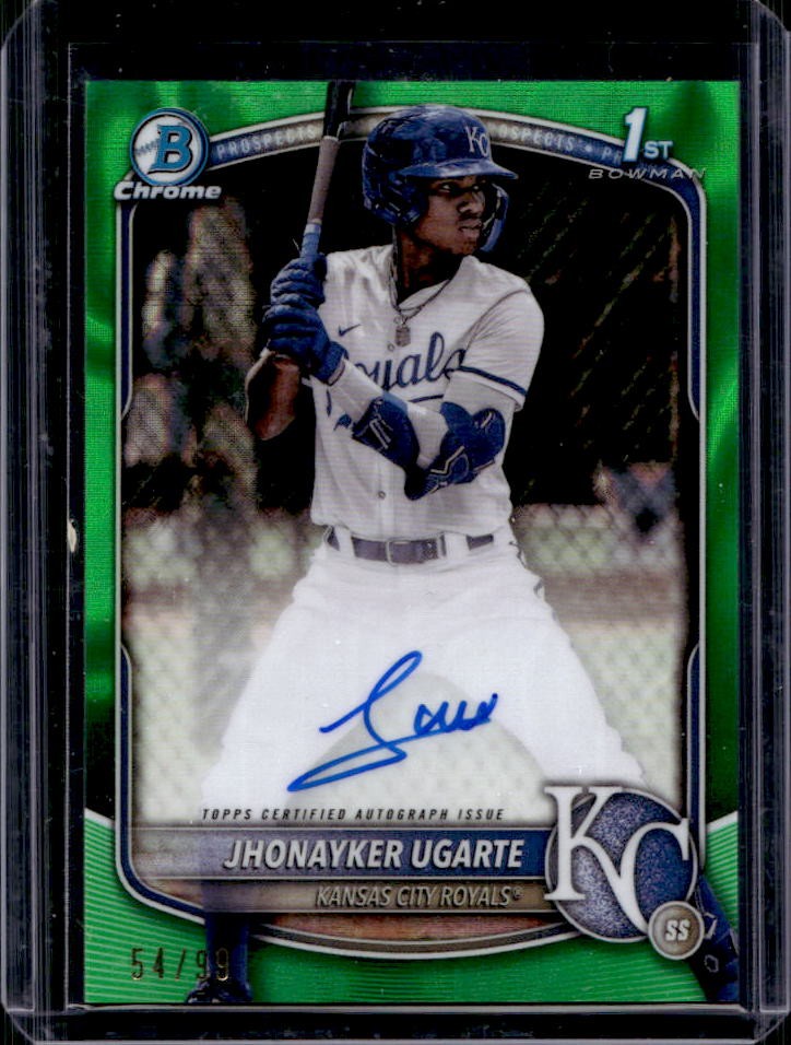 2025 Bowman Jhonayker Ugarte Chrome Auto Green Lava Refractor 1st #54/99