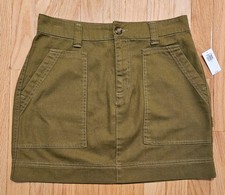 NWT Old Navy Women's Olive Green Denim Mini Skirt High Rise Utility Size 4