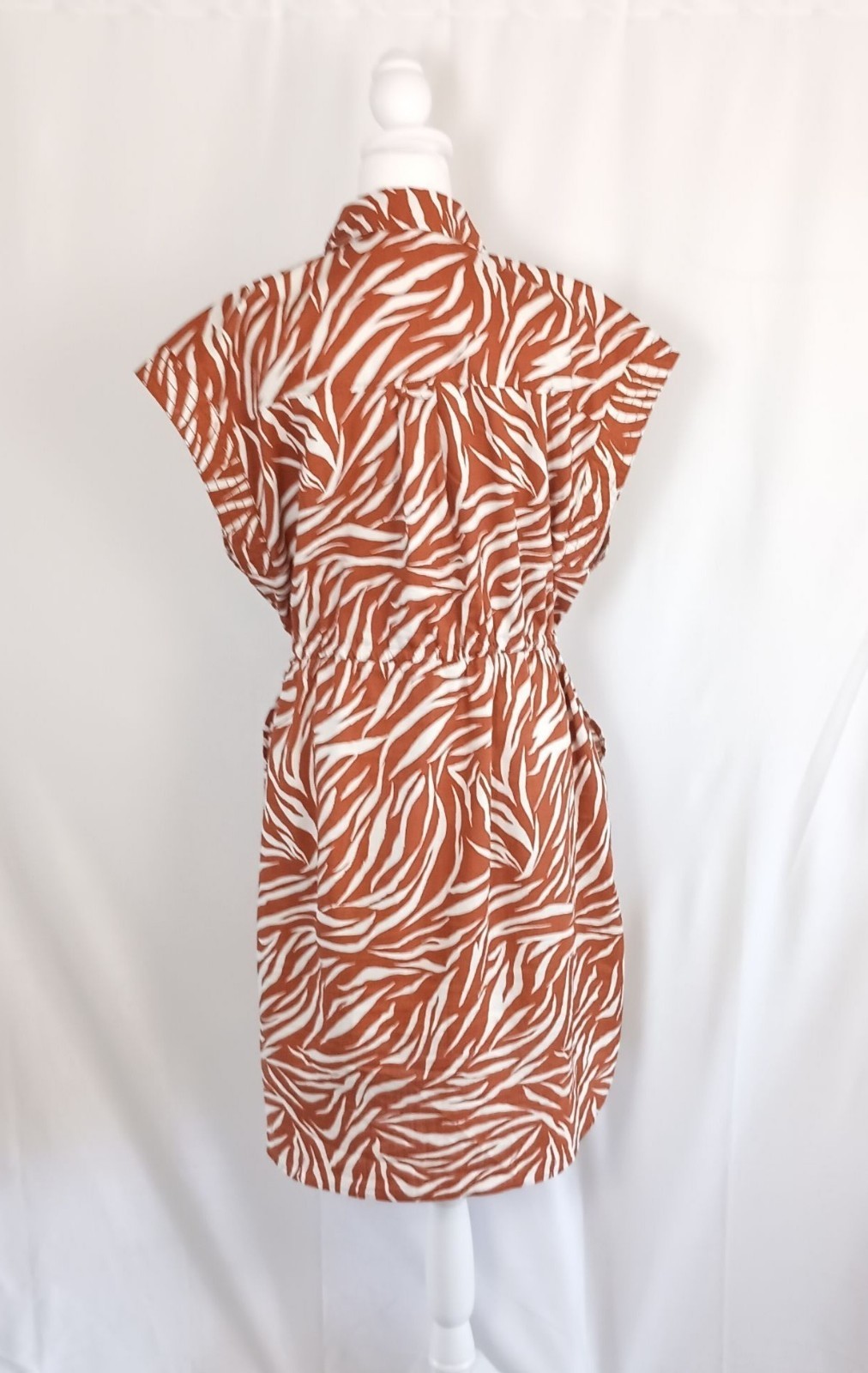 Time and Tru Brown Animal Print Utility Shirt Dress Women Size XL