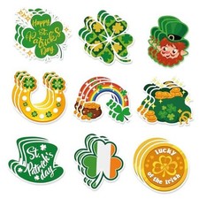 St Patrick's Day Cutouts, 54Pcs Paper Lucky Irish Gold Shamrock Cutouts for