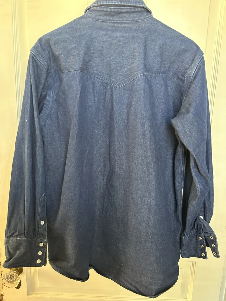 Camisa a Presión Carhartt Denim Perla Occidental Para Hombre L Ropa de Trabajo Calce Relajado Foto 4 de 4