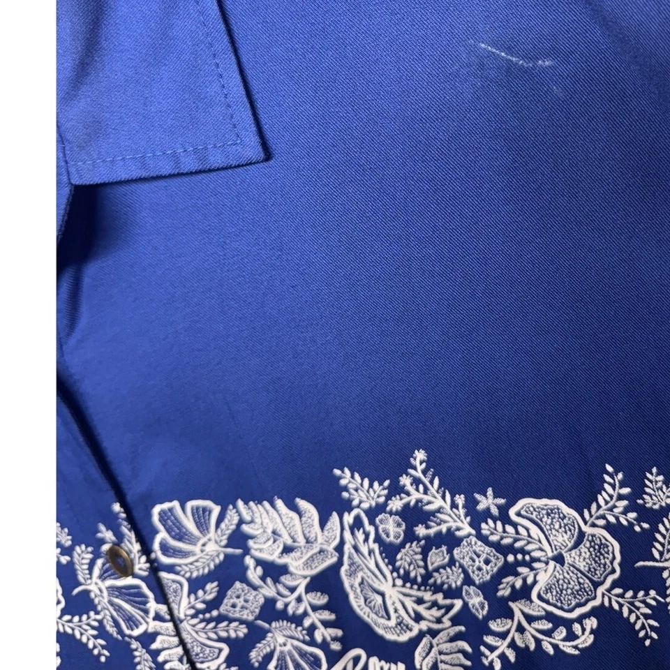 Roxy Blue Hawaiian Floral Short Sleeve Jumpsuit Pant Romper Women Medium - Image 4 of 4