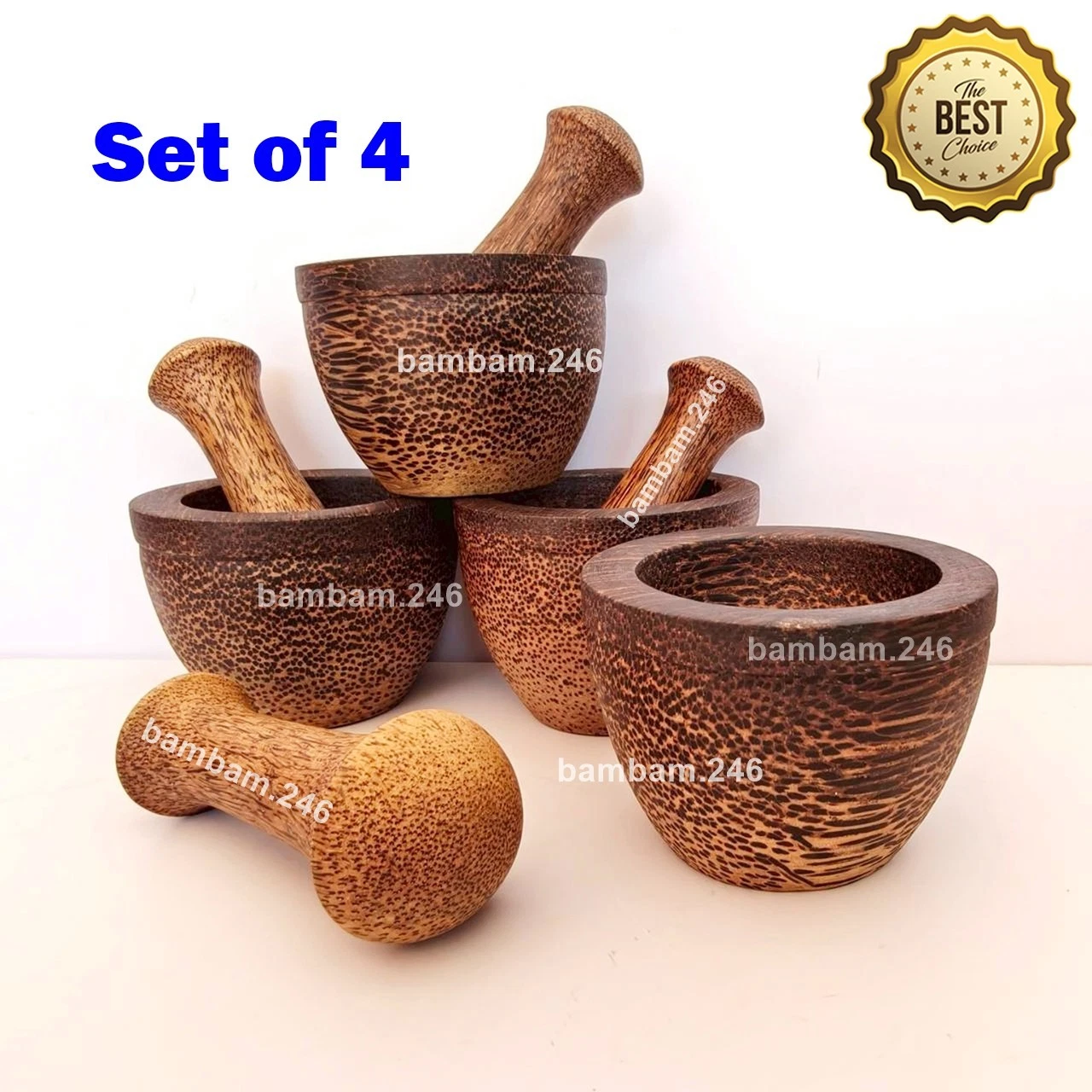 Set of 4 Wood Mortar & Pestle Set 3.5" Dia Wooden Herb Grinder Spice Grinder Sma
Opens in a new wind