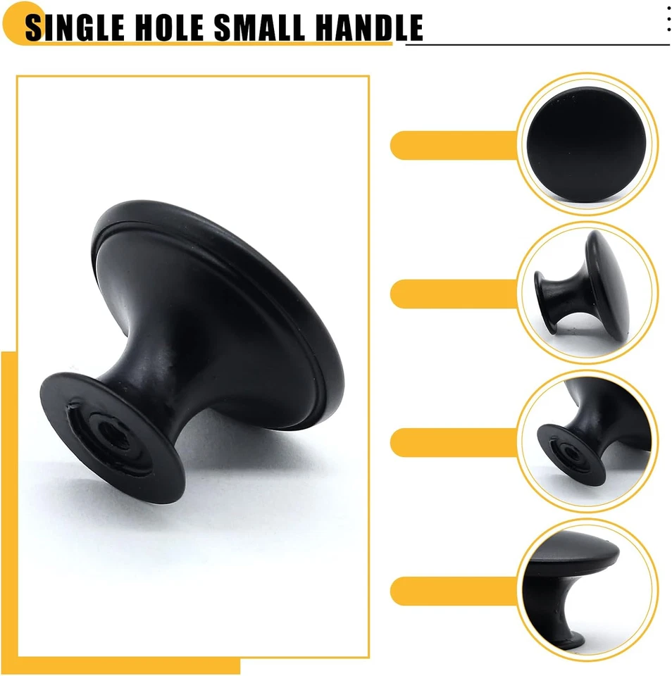 12 piezas perillas redondas de gabinete negras mate de 30 mm tiradores de cajón de metal con tornillos Foto 3 de 4