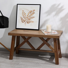 Rustic 30" Farmhouse Wood Bench with Double X-Structure for Entryway  Dining