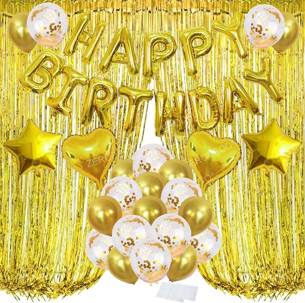 Geburtstagsfeier Dekoration Gold Happy Birthday Ballons FolienvorhäNge Konfetti-image