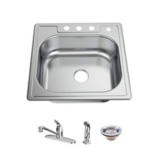 Glacier Bay 25 in. 20 Gauge Stainless Steel Kitchen Sink with Faucet and Sprayer