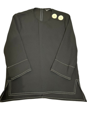 Zara Blouse Women s Size S Stitch Black High Low Top With Shoulder Buttons New