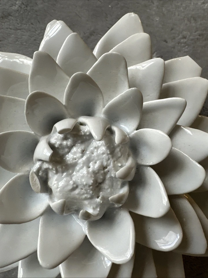 White Ceramic 3D Flower Solid Piece Home Decor 6 Inches Wide At Longest Petal - Image 3 of 4