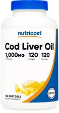 Nutricost Cod Liver Oil Capsules 1000mg, 120 Softgels - Non-GMO & Gluten Free