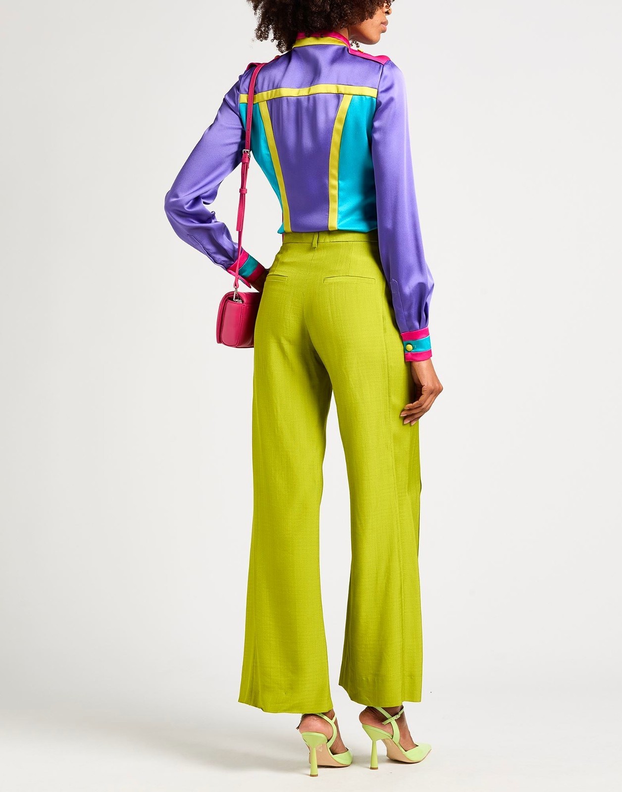 MOSCHINO £769 Colourful Satin Slim Fit Shirt Blouse UK 8 US 6 IT 40 NEW 80s 90s image 3
