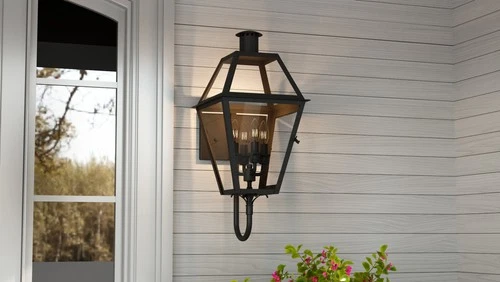 Quoizel RO8414 Rue De Royal 4 Light 30" Tall Outdoor Wall Sconce - Black - Picture 2 of 12