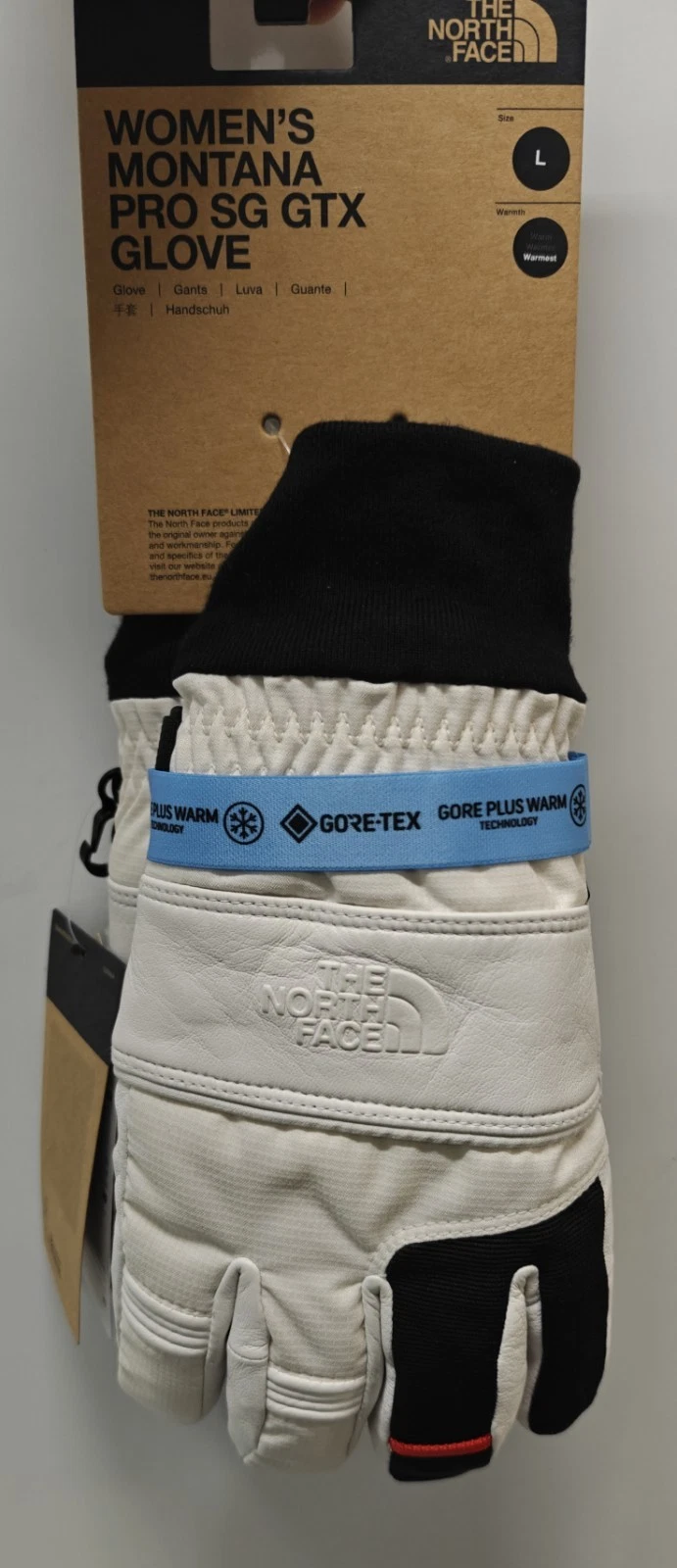 New THE NORTH FACE Women's Montana Pro Ski Gloves Size L Gardenia White Warmest