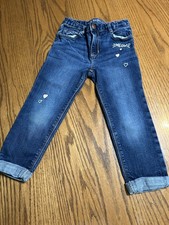Old Navy Girls Demin Blue Jeans With A Straight Leg Fit  Cuffed Hem.
