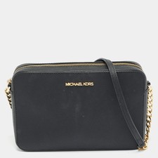 Borsa a tracolla Michael Kors Jet Set in pelle saffiano nera
