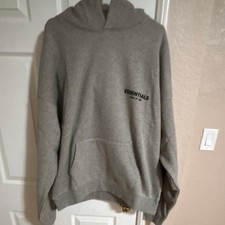 Essentials Fear of God Gray Pullover Fleece Hoodie with Logo and Pockets