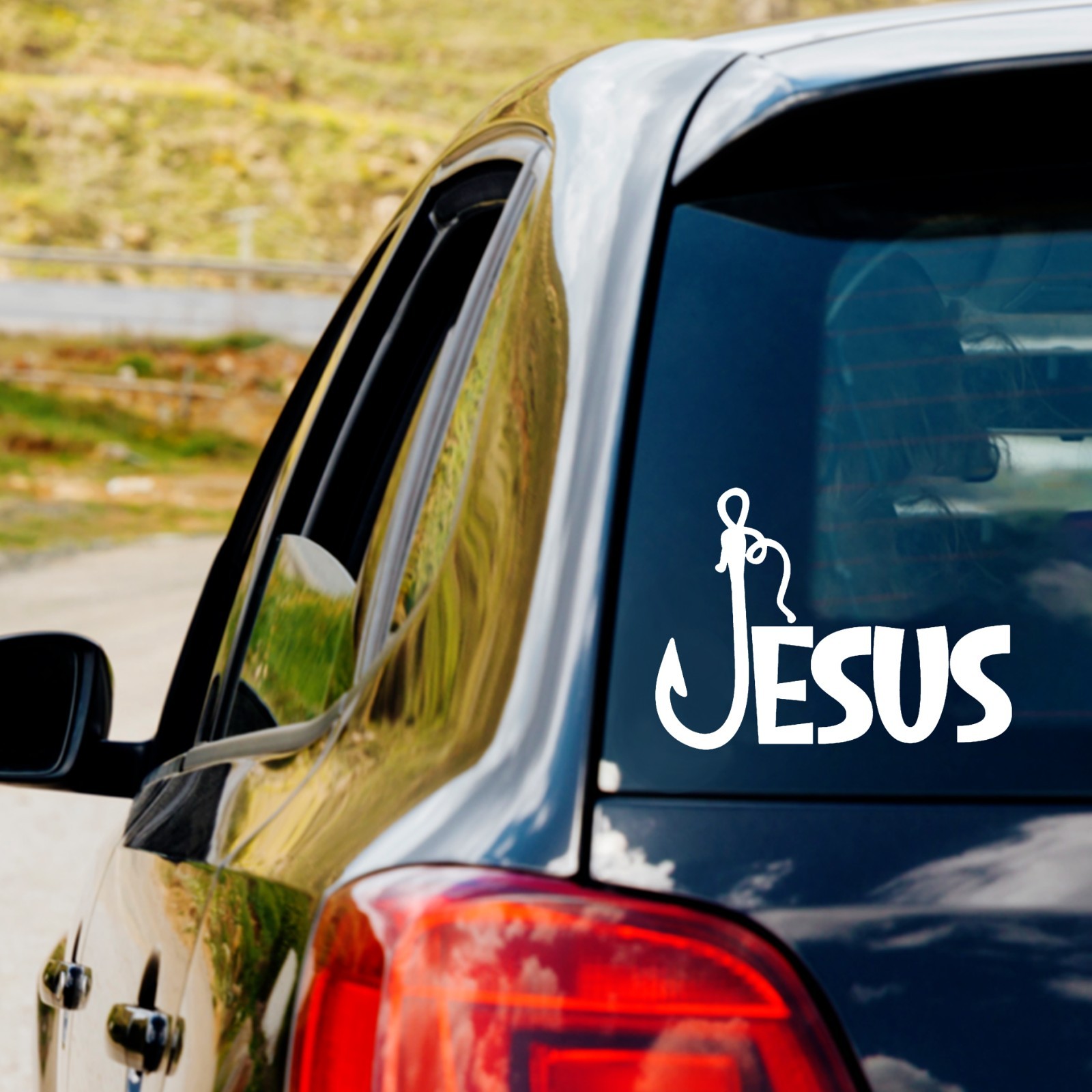 Hooked on Jesus Fishing Vinyl Decal Sticker Car Truck Window Laptop Christian