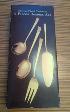 New Vtg Hostess 24K Gold Plated 4 Pieces Tableware Serving Set Made in Japan