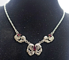 wunderbares Art Deco Granat Collier Halskette Trachtencollier Modeschmuck Tracht