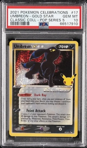 2021 POKEMON CELEBRATIONS CLASSIC COLLECTION #17 UMBREON-GOLD STAR PSA 10