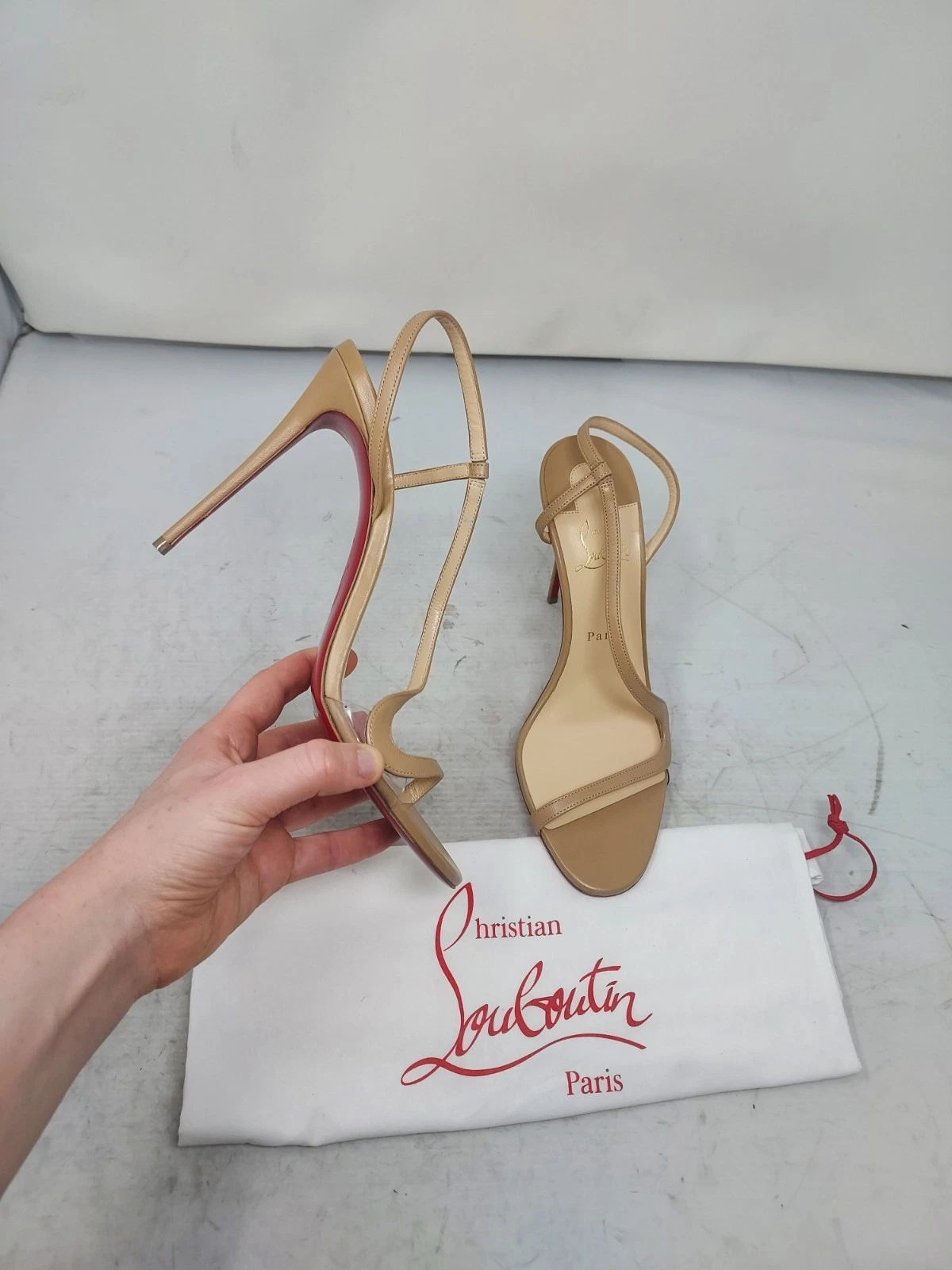 Christian Louboutin — CHRISTIAN LOUBOUTIN EU 40 US 10 NEW Rosalie Strass Nude Strappy Heel Sandal