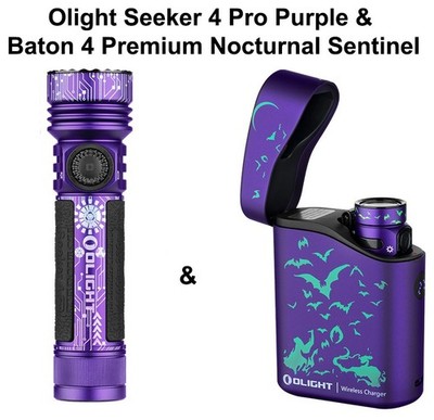 Olight Seeker 4 Pro Cyber Violet & Baton 4 Premium Edition Nocturnal Sentinel