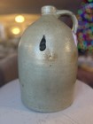 Antique Pennsylvania Made Turkey Dropping Stoneware Jug With Handle — photo 1