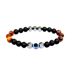 Evil Eye with Hematite Black Obsidian Tiger Eye Stone Triple Protection Bracelet