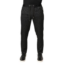 DOLCE & GABBANA Pants Black Floral Brocade Skinny Men Dress IT48/W34/M 1200usd