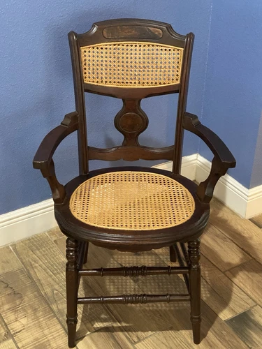 20th Century Victorian Style Walnut and Cane Seat Side Chair